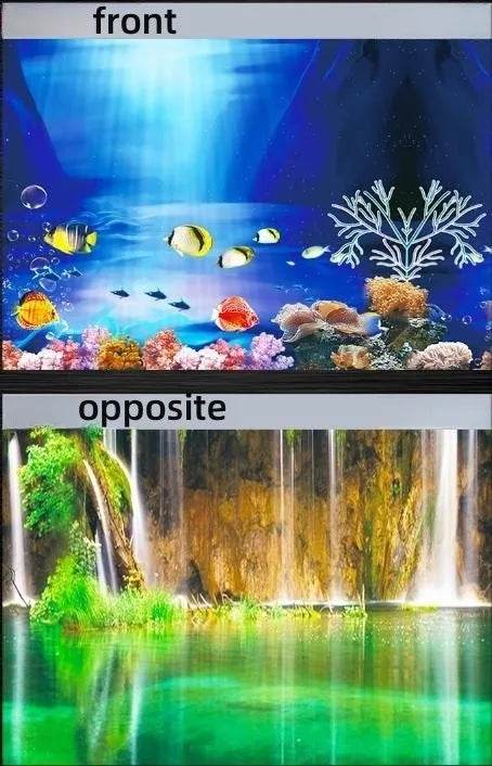 Autocollant 3D de fond d'aquarium, affiche de décoration d'aquarium, plantes d'océan, paysage Double face, accessoires d'ornement d'aquarium - Animaleriex