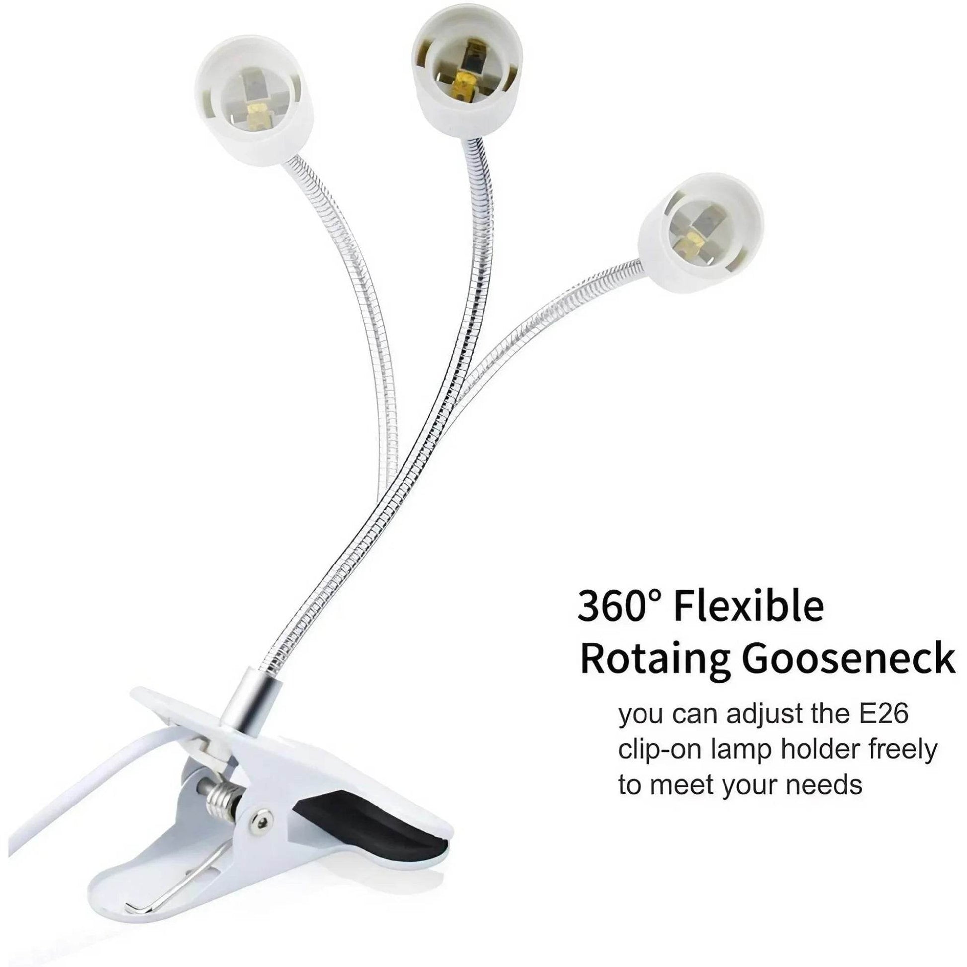 Support de lampe de bureau Flexible à 360 degrés, prise EU US, Base de lumière E27, câble à clipser à col de cygne avec interrupteur d'alimentation pour la maison - Animaleriex