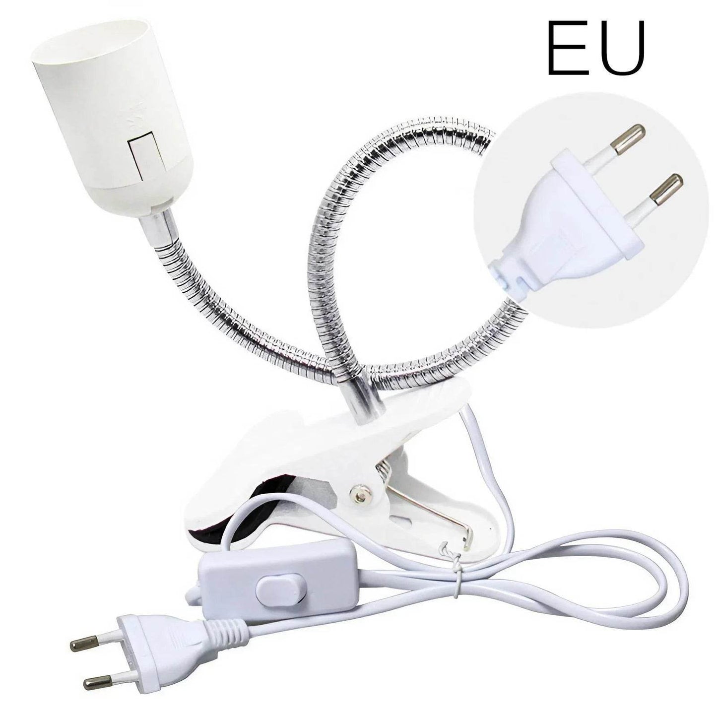 Support de lampe de bureau Flexible à 360 degrés, prise EU US, Base de lumière E27, câble à clipser à col de cygne avec interrupteur d'alimentation pour la maison - Animaleriex