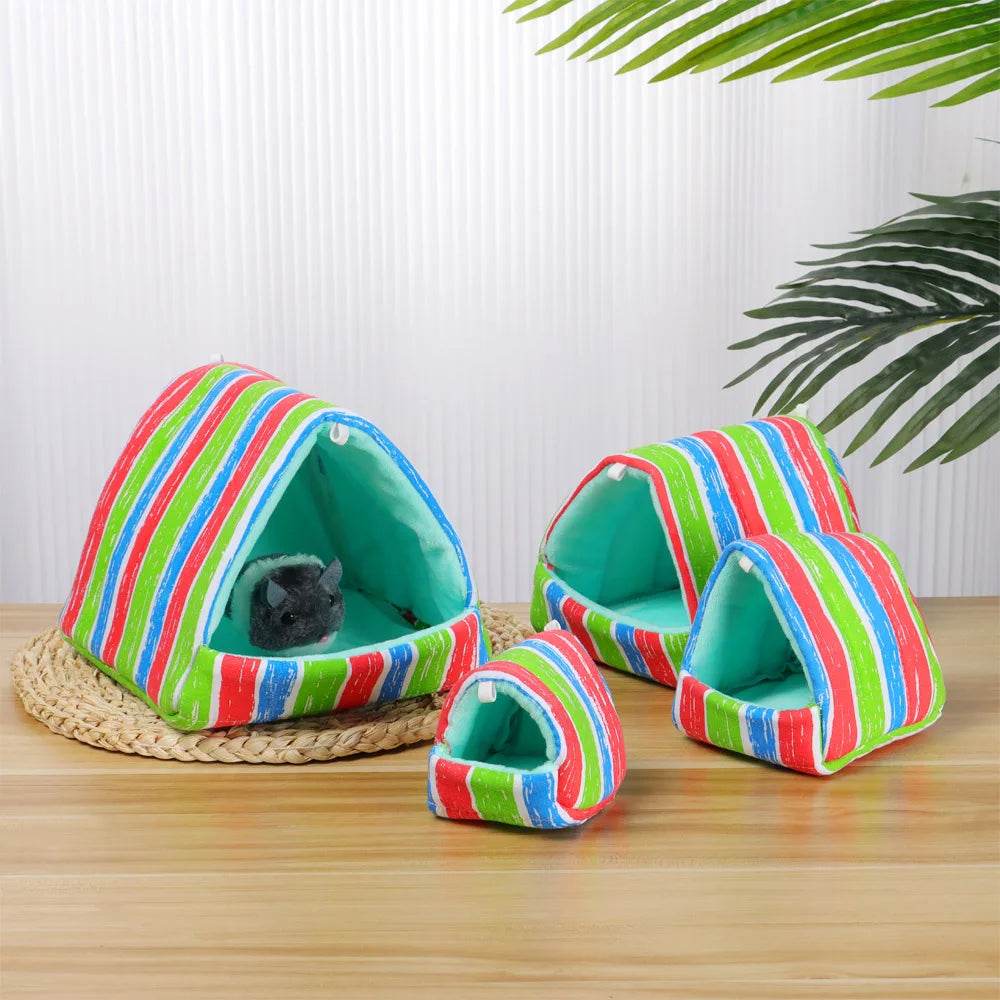 Mignon dessin animé lapin écureuil Mini Cage cochon d'inde nid petit Animal souris Rat Animal de compagnie lit de couchage Hamster maison hiver chaud doux tapis - Animaleriex