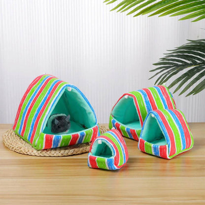 Mignon dessin animé lapin écureuil Mini Cage cochon d'inde nid petit Animal souris Rat Animal de compagnie lit de couchage Hamster maison hiver chaud doux tapis - Animaleriex