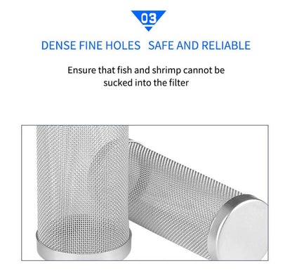 Filtre d'entrée d'aquarium 12/16mm, filet à mailles en acier inoxydable, accessoires de filtre de réservoir de poisson, filtre d'admission, couvercle de préfiltre - Animaleriex