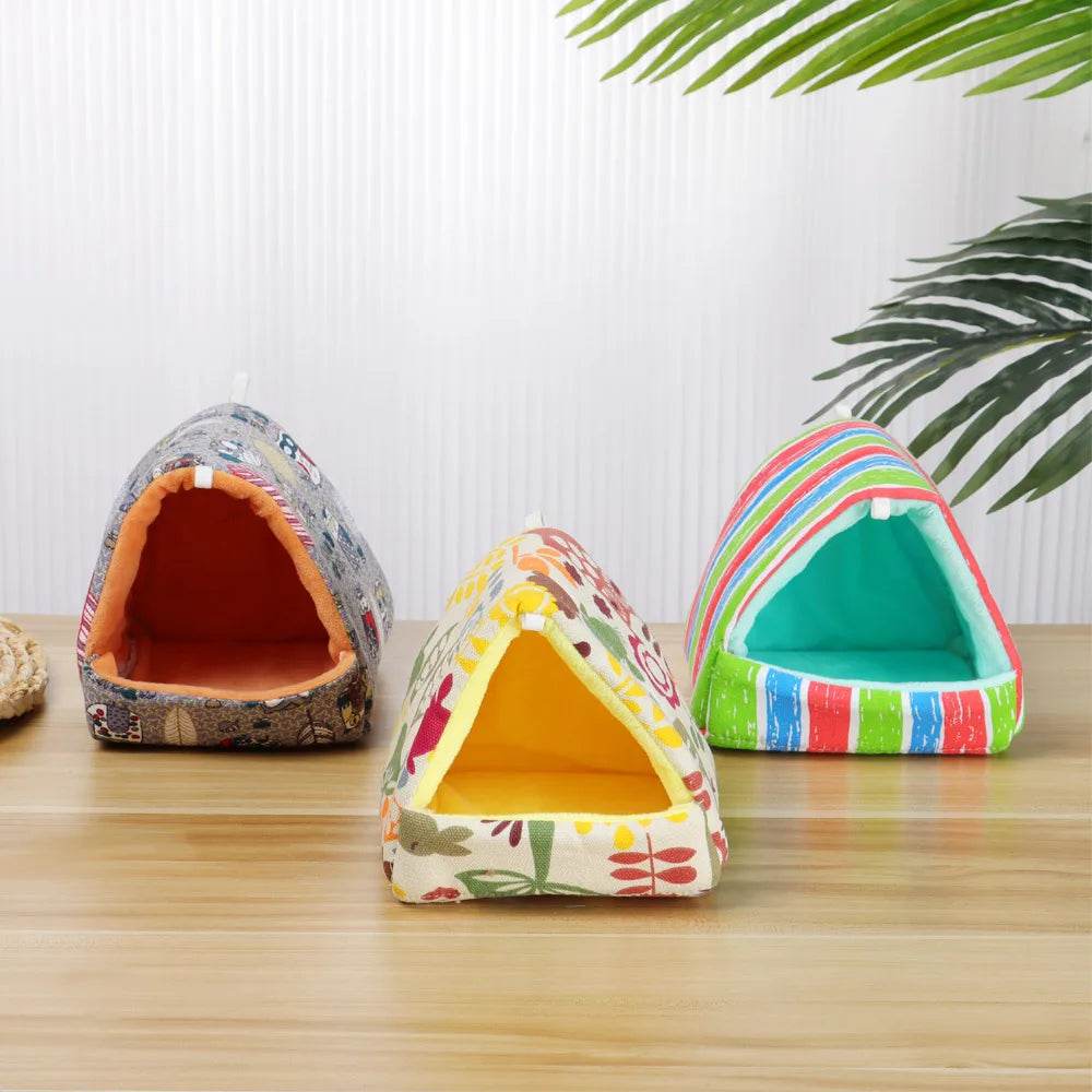 Mignon dessin animé lapin écureuil Mini Cage cochon d'inde nid petit Animal souris Rat Animal de compagnie lit de couchage Hamster maison hiver chaud doux tapis - Animaleriex