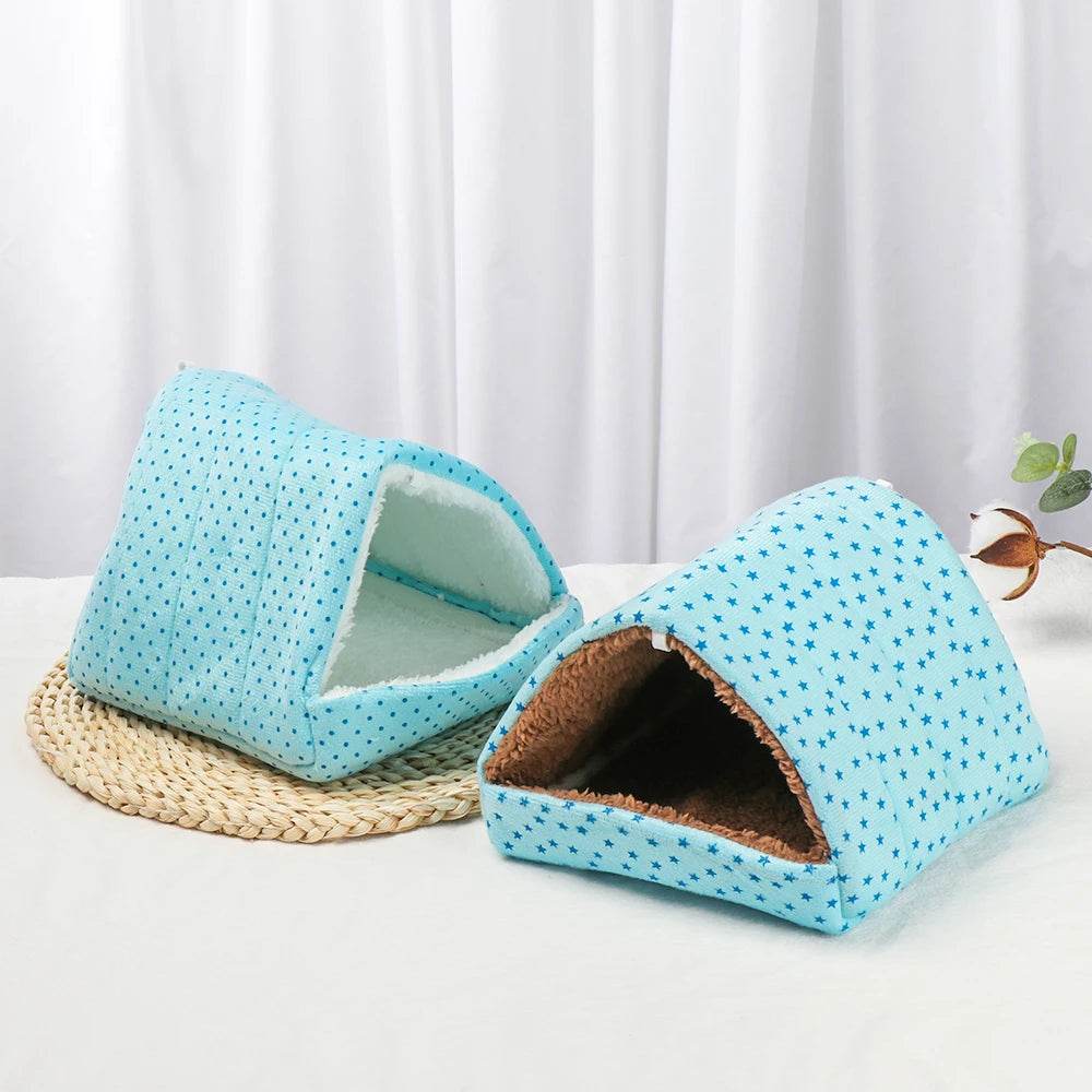 Mini Cage d'hiver en forme de lapin et d'écureuil, dessin animé mignon, nid de cochon d'inde, petit Animal, souris, Rat, lit de couchage pour Animal domestique, maison de Hamster, tapis chaud et doux - Animaleriex