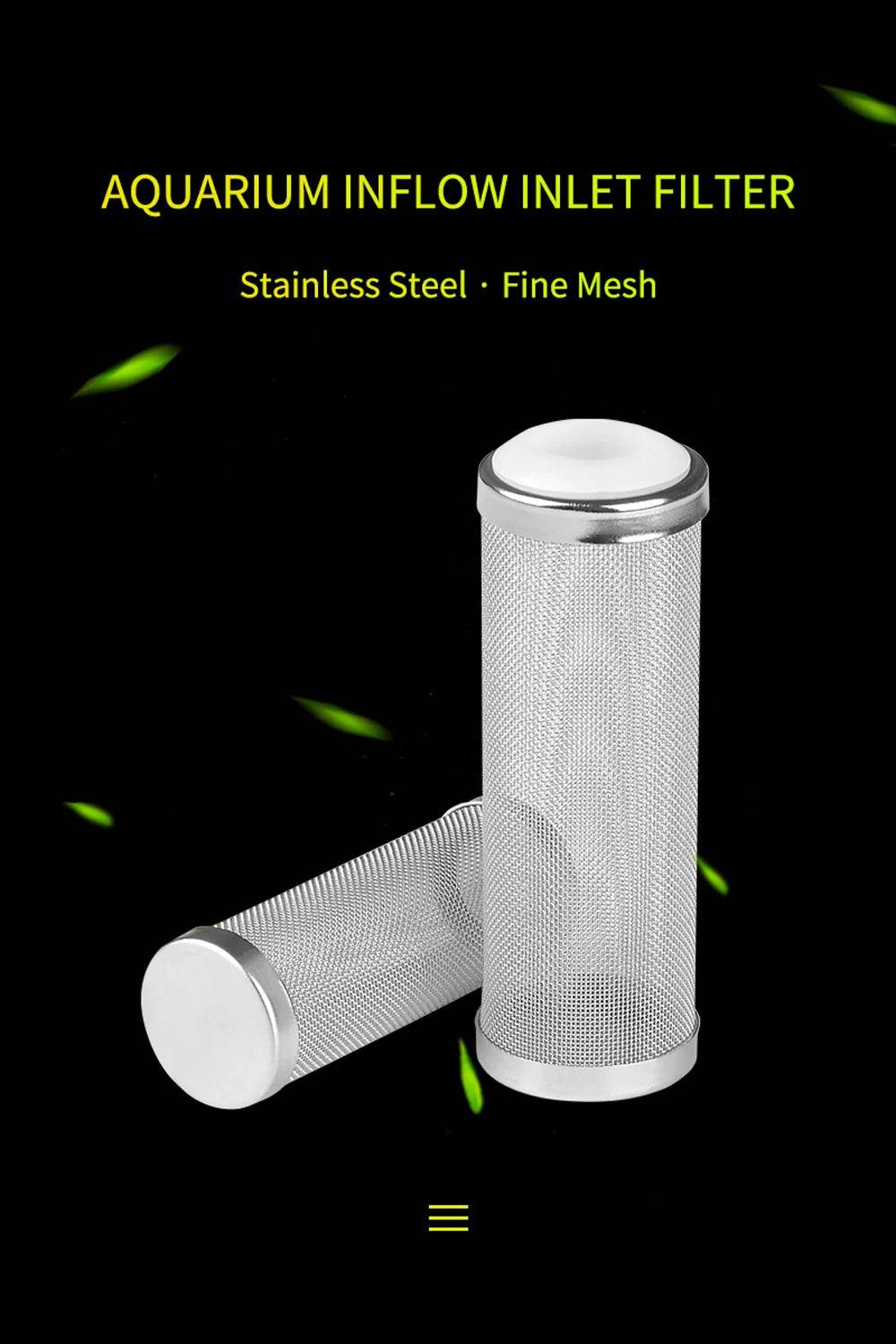 Filtre d'entrée d'aquarium 12/16mm, filet à mailles en acier inoxydable, accessoires de filtre de réservoir de poisson, filtre d'admission, couvercle de préfiltre - Animaleriex