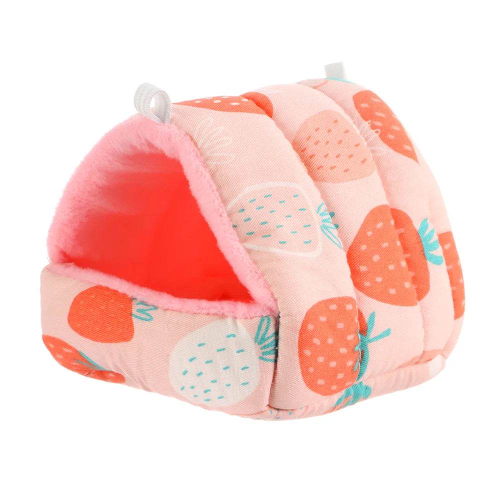 Mignon dessin animé lapin écureuil Mini Cage cochon d'inde nid petit Animal souris Rat Animal de compagnie lit de couchage Hamster maison hiver chaud doux tapis - Animaleriex