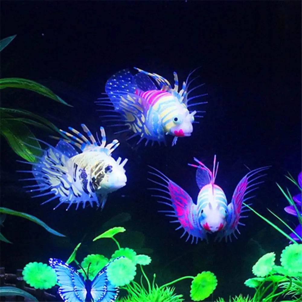 Aquarium artificiel lumineux, poisson-lion, paysage en Silicone, faux poisson flottant, lueur dans la nuit, ornement, décoration de la maison - Animaleriex