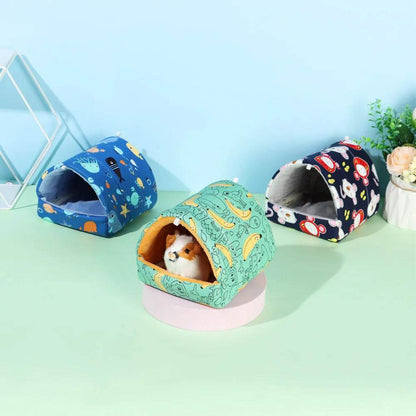 Mignon dessin animé lapin écureuil Mini Cage cochon d'inde nid petit Animal souris Rat Animal de compagnie lit de couchage Hamster maison hiver chaud doux tapis - Animaleriex