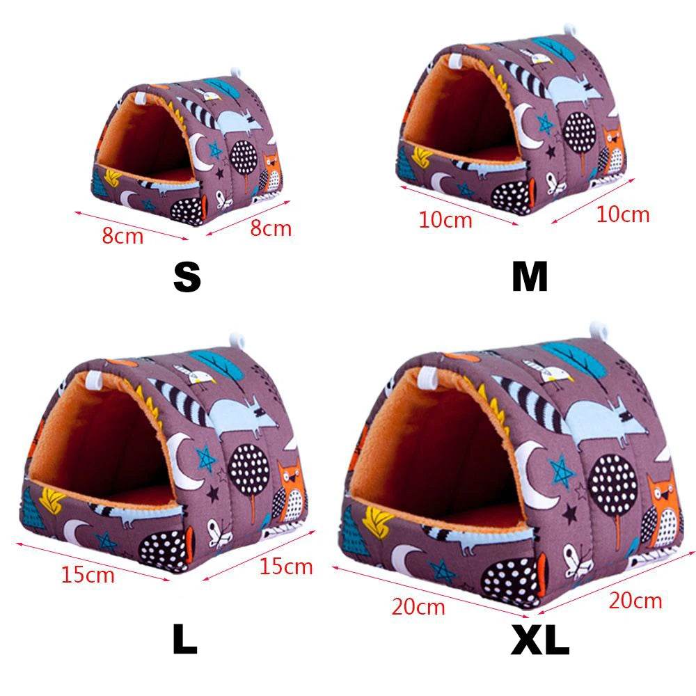 Mignon dessin animé lapin écureuil Mini Cage cochon d'inde nid petit Animal souris Rat Animal de compagnie lit de couchage Hamster maison hiver chaud doux tapis - Animaleriex