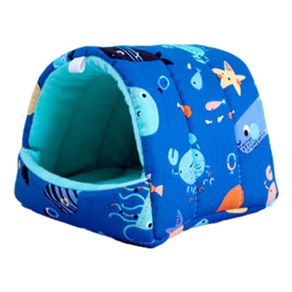 Mignon dessin animé lapin écureuil Mini Cage cochon d'inde nid petit Animal souris Rat Animal de compagnie lit de couchage Hamster maison hiver chaud doux tapis - Animaleriex