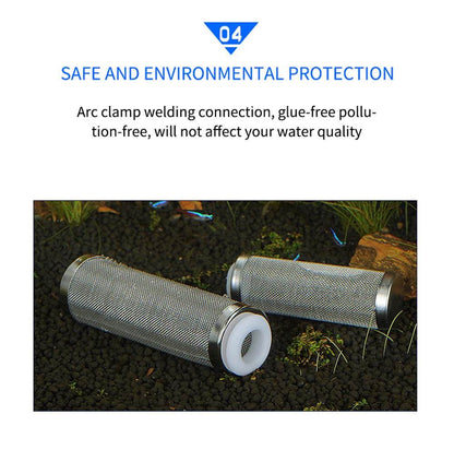 Filtre d'entrée d'aquarium 12/16mm, filet à mailles en acier inoxydable, accessoires de filtre de réservoir de poisson, filtre d'admission, couvercle de préfiltre - Animaleriex
