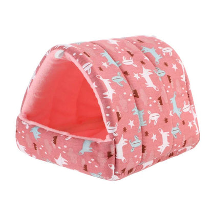 Mignon dessin animé lapin écureuil Mini Cage cochon d'inde nid petit Animal souris Rat Animal de compagnie lit de couchage Hamster maison hiver chaud doux tapis - Animaleriex