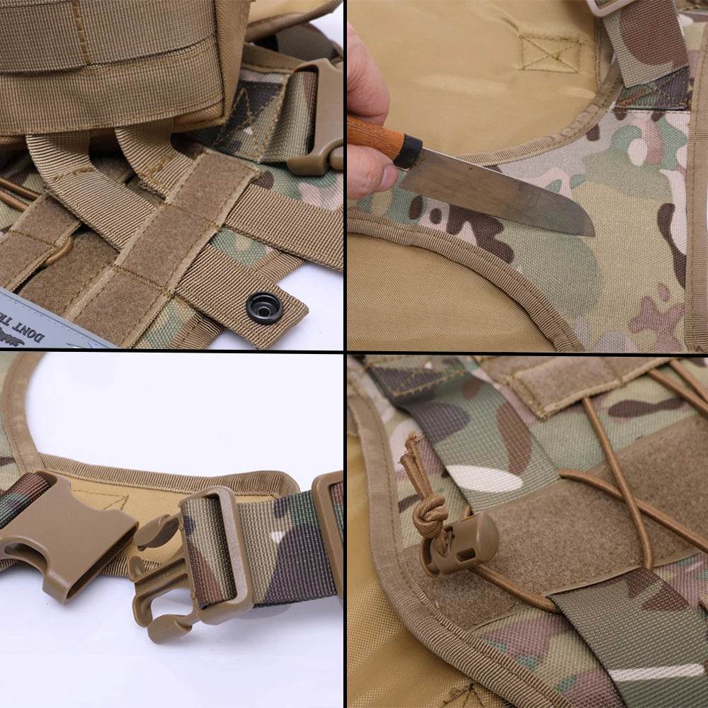 Harnais tactique pour chien, gilet d'entraînement pour animaux de compagnie, harnais militaire pour chien, collier de laisse pour petits, moyens et grands chiens, marche et chasse - Animaleriex