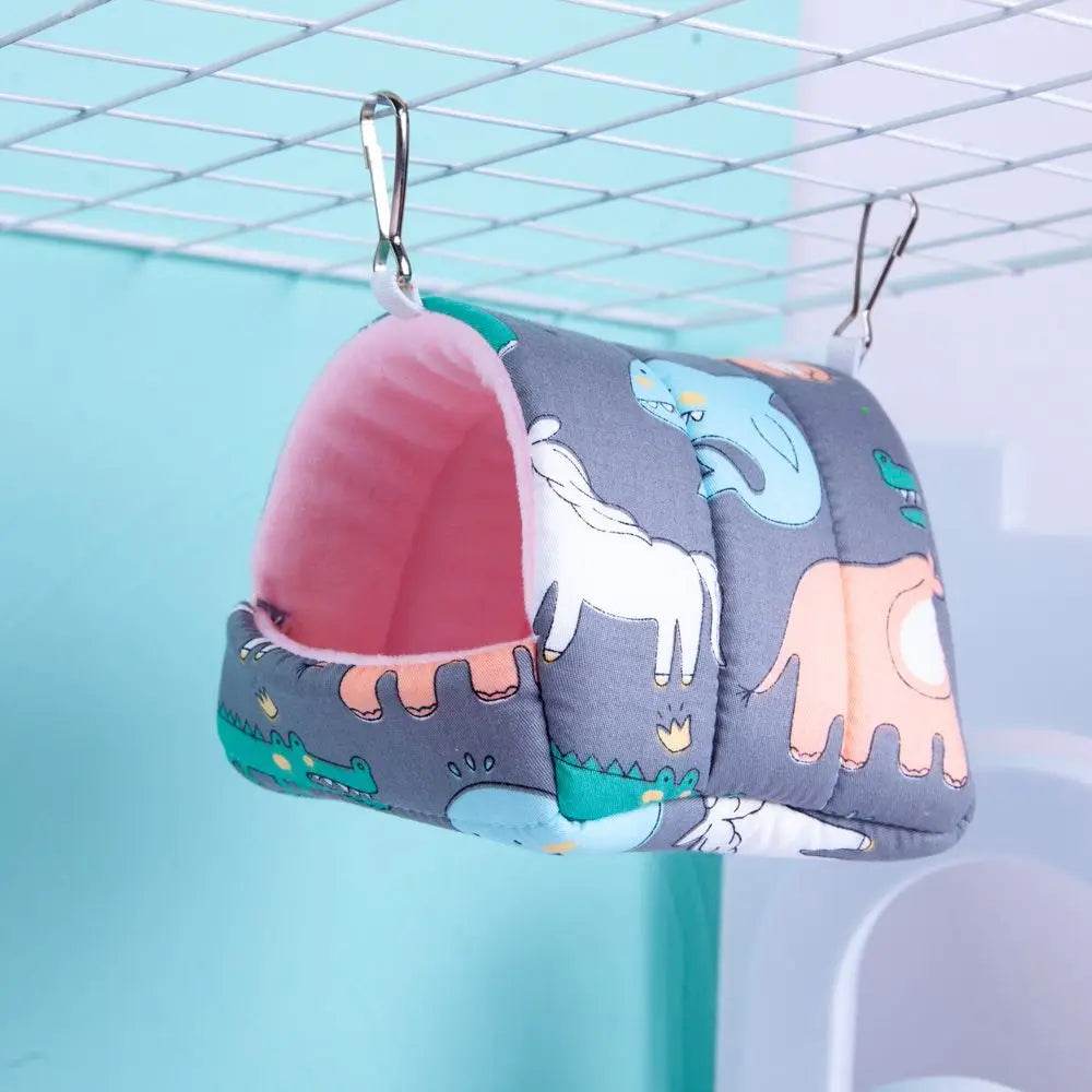 Mignon dessin animé lapin écureuil Mini Cage cochon d'inde nid petit Animal souris Rat Animal de compagnie lit de couchage Hamster maison hiver chaud doux tapis - Animaleriex