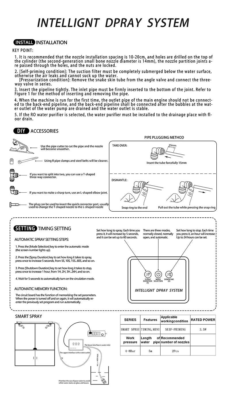 Système de pulvérisation Intelligent, Kit de système de pulvérisation de brouillard pour forêt tropicale, brumisateur de reptiles, humidificateur de Terrariums, minuterie électronique - Animaleriex