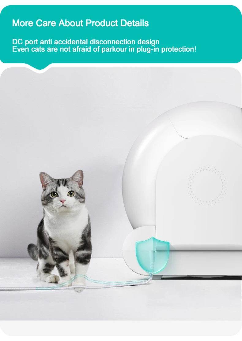 Tonepie 65L bac à litière intelligent automatique pour chat autonettoyant bac à litière pour chat entièrement fermé bac à litière pour toilettes pour animaux de compagnie versions anglaises - Animaleriex