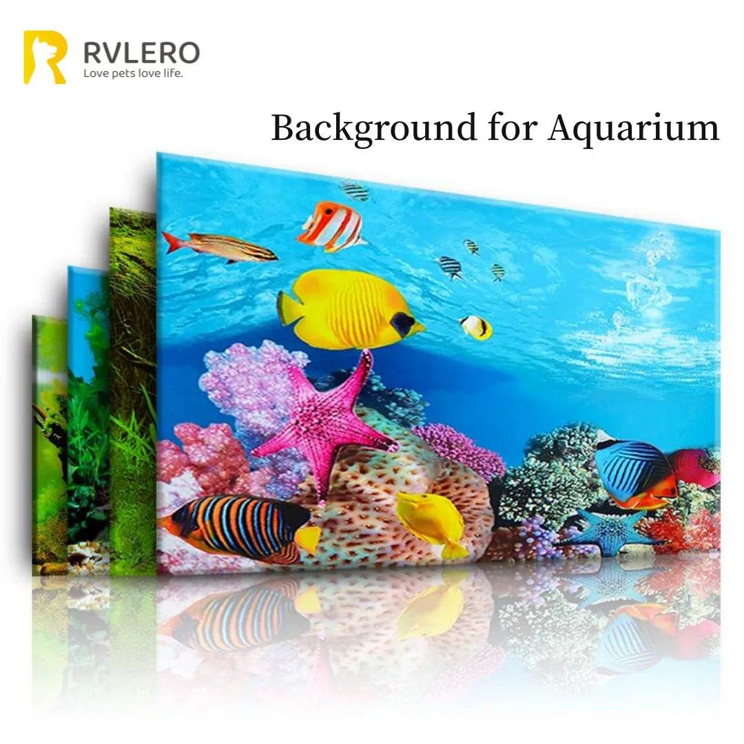 Autocollant 3D de fond d'aquarium, affiche de décoration d'aquarium, plantes d'océan, paysage Double face, accessoires d'ornement d'aquarium - Animaleriex