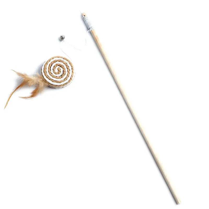 1PC Teaser plume jouets chaton drôle coloré tige chat baguette jouets bois animal chat jouets interactif bâton animal chat fournitures - Animaleriex