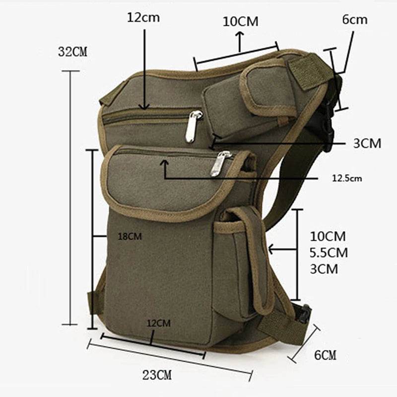 Sacs de taille en toile pour hommes, sac de jambe, ceinture de vélo et moto, ceinture d'argent, sac banane pour le travail de haute qualité - Animaleriex