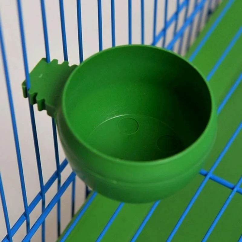 Mini bol d'eau et de nourriture en plastique vert pour perroquets, 3 pièces/ensemble, mangeoire en plastique pour oiseaux, Pigeons, Cage, tasse de sable, outil d'alimentation, accessoire - Animaleriex