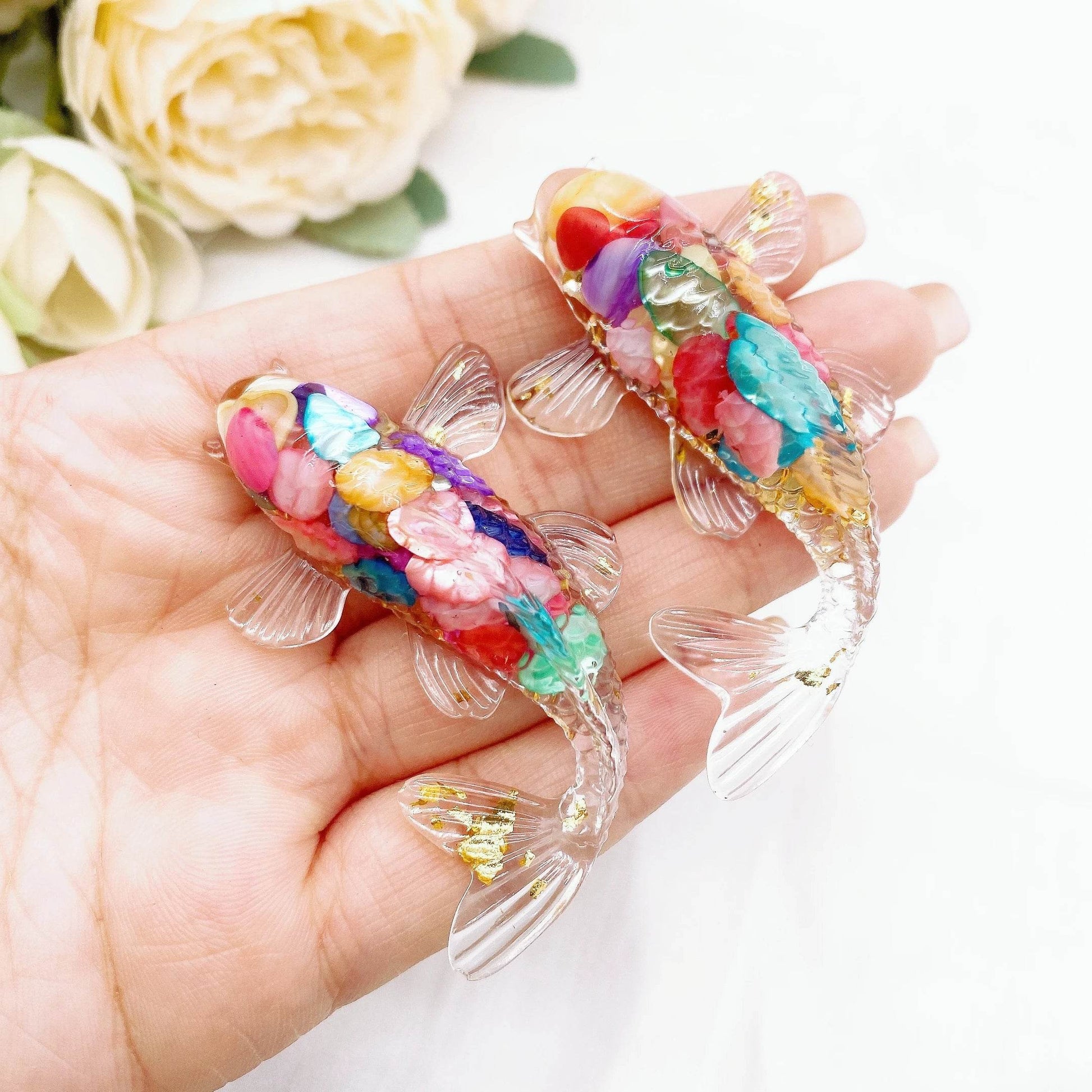 Figurine de poisson Koi porte-bonheur en pierre de cristal naturel, 2.3 pouces, Mini Quartz, Statue de carpe fantaisie, décoration de maison, ornement de bureau, cadeau - Animaleriex