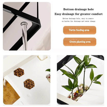 Grand réservoir de tortues Transparent, réservoir de poissons d'aquarium avec Drain de fond, Reptiles amphibiens avec plate-forme de baignade, boîte d'élevage ouverte - Animaleriex