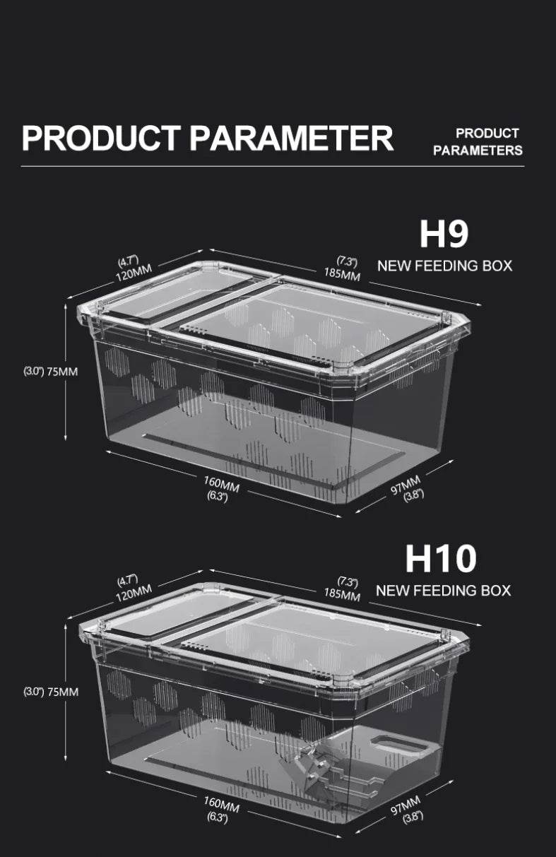 Cage d'élevage de reptiles en plastique transparent, vivariums avec balcon, fournitures de lézard, bivarium pour insectes, araignées, tortues - Animaleriex