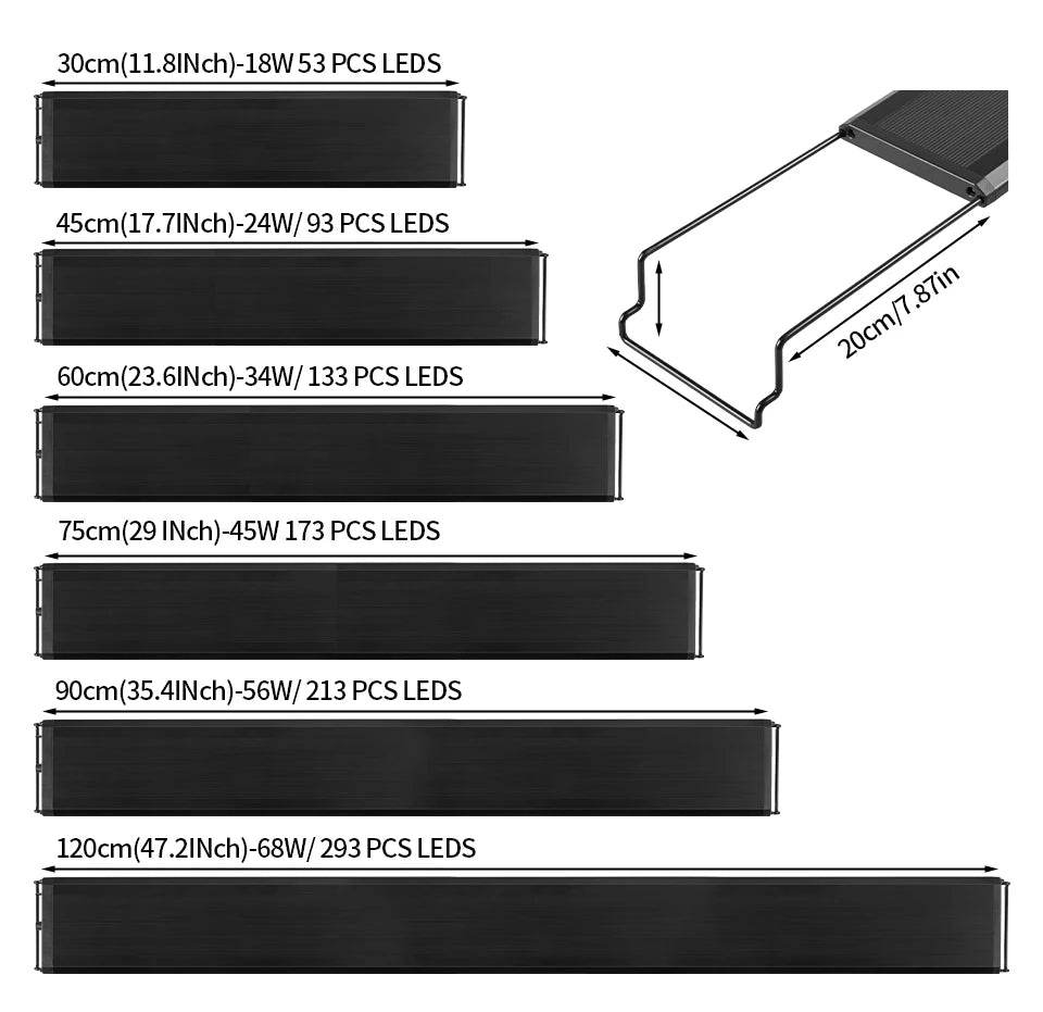 Lumière d'aquarium Programmable avec moniteur LCD et thermomètre pour plantes aquatiques, fonction mémoire, lampe LED à Cycle 24/7 - Animaleriex