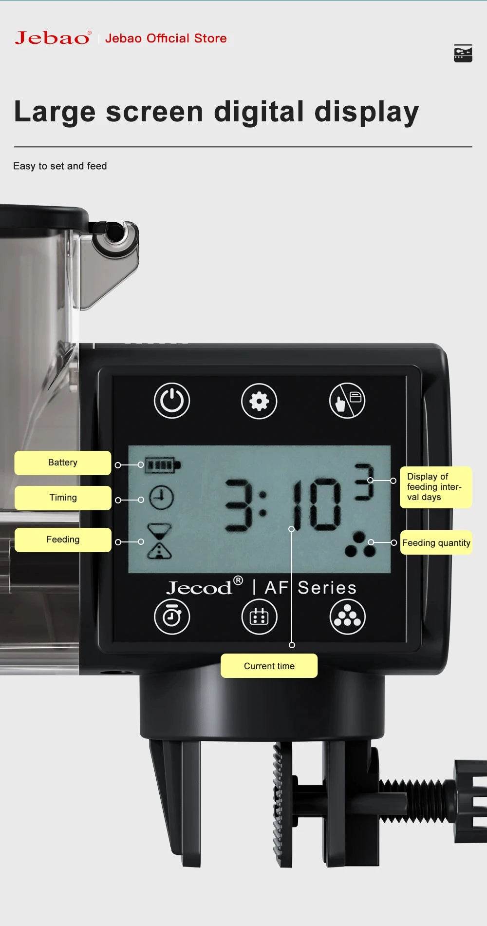 Jebao Jecod nouveau chargeur de réservoir de poissons d'aquarium mangeoire automatique intelligente synchronisation numérique Wifi télécommande sans fil alimentation des poissons - Animaleriex