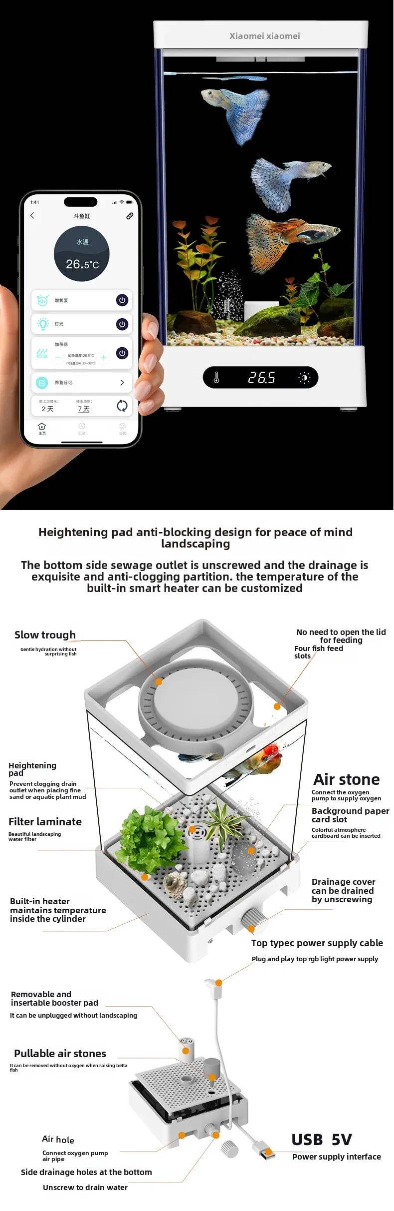 Smart betta dédié aquarium bureau mini petit écologique auto-circulation bureau aquarium aquarium aquarium - Animaleriex