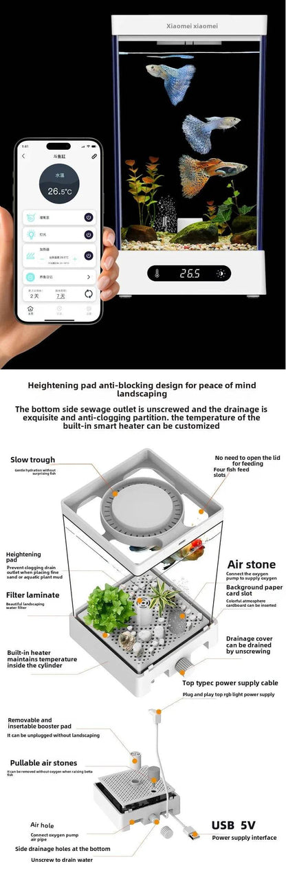 Smart betta dédié aquarium bureau mini petit écologique auto-circulation bureau aquarium aquarium aquarium - Animaleriex