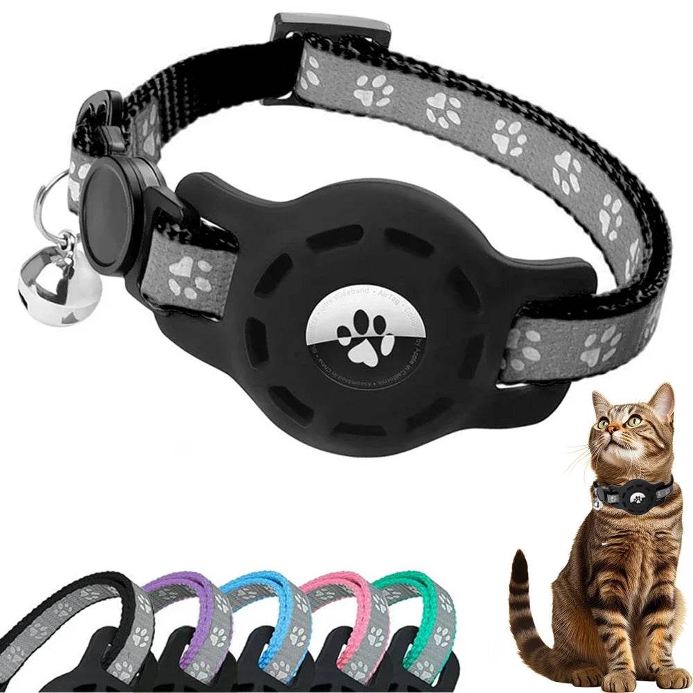 Collier pour chat AirTag avec cloches, collier pour chat à boucle de sécurité avec support Airtag, colliers anti-perte pour fille, garçon, chat, chiot - Animaleriex