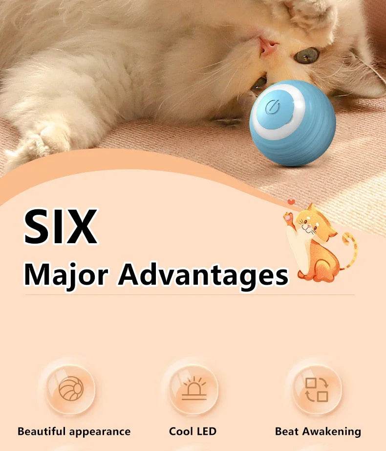 Balle Interactive pour chat, jouets intelligents pour animaux de compagnie, boule magique à roulement automatique d'intérieur, jouet interactif électronique, accessoires de jeu pour chat - Animaleriex