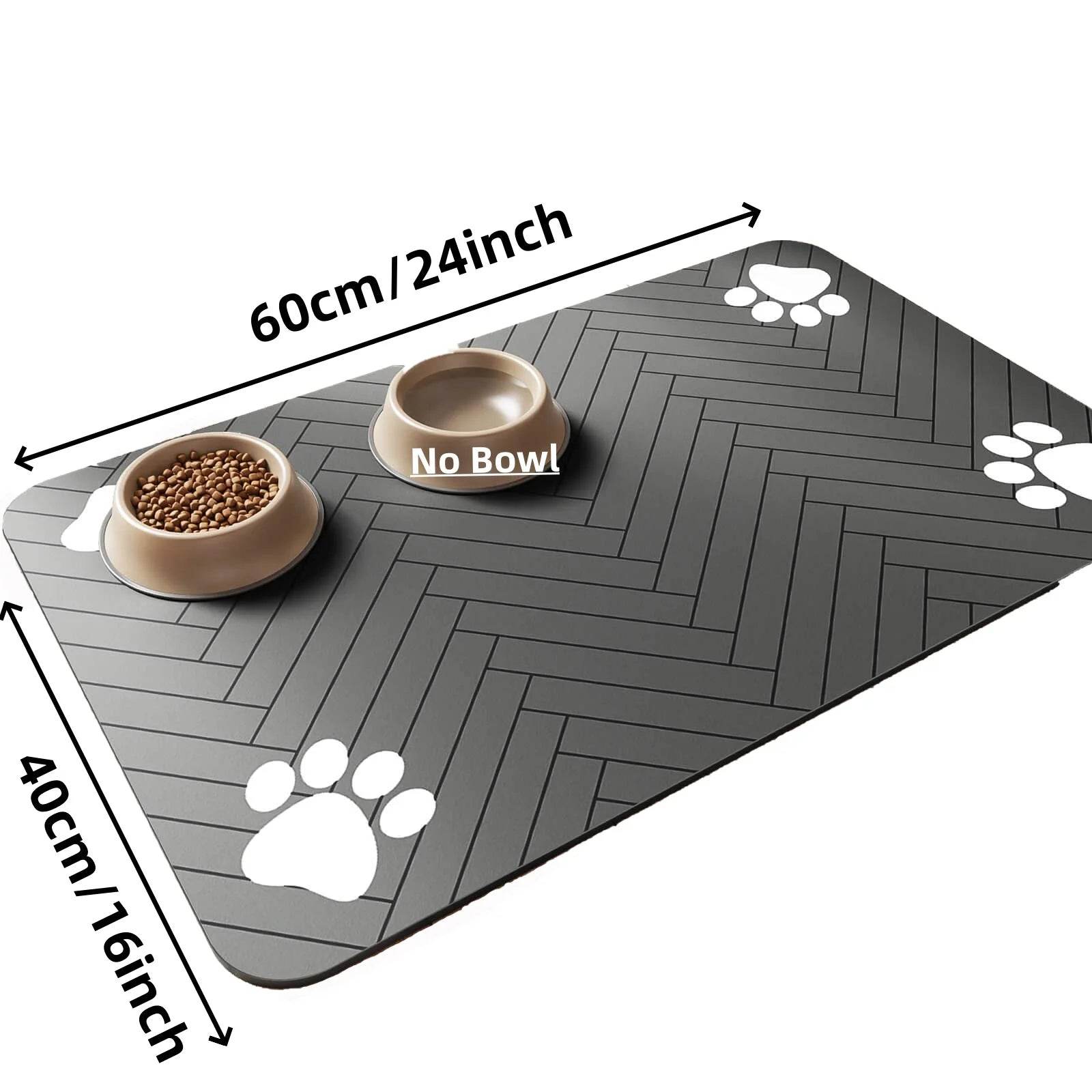 Tapis d'alimentation pour animaux de compagnie, napperon absorbant pour bol de nourriture et d'eau, avec support en caoutchouc imperméable, tapis d'eau à séchage rapide pour chien et chat - Animaleriex