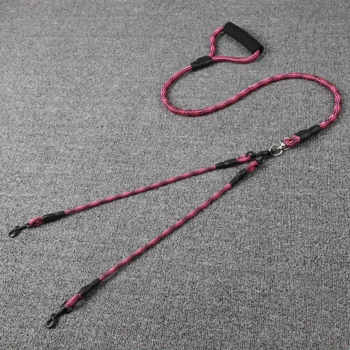 Corde de marche pour chien à double tête pour animaux de compagnie avec motif ondulé, une corde de traction à deux traînées, anti-enroulement et détachable - Animaleriex