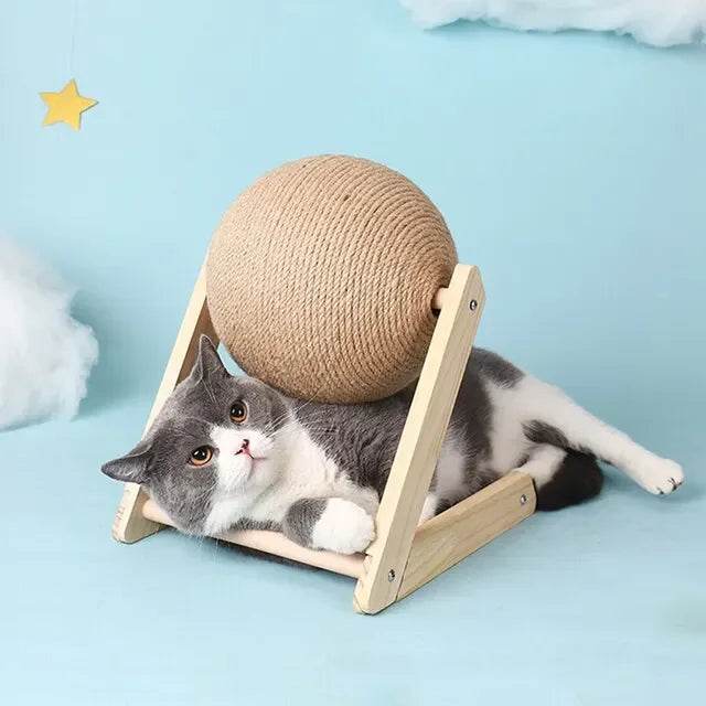 Cratchers pour chats, jouets en boule de Sisal et de bois, Triangle Stable pour chats, objets d'intérieur robustes, grattage frais sur support, rotation - Animaleriex