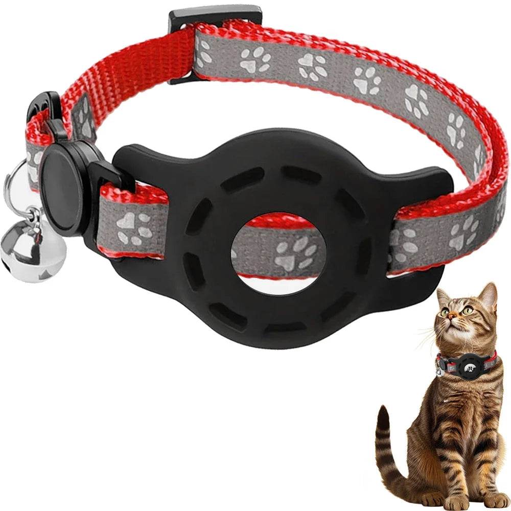 Collier pour chat AirTag avec cloches, collier pour chat à boucle de sécurité avec support Airtag, colliers anti-perte pour fille, garçon, chat, chiot - Animaleriex