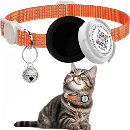 Collier de chat GPS Tracker avec étui Airtag et étiquette d'identification QR collier de chaton réfléchissant à double Protection pour chats Gatos chiot Air Tag chats - Animaleriex