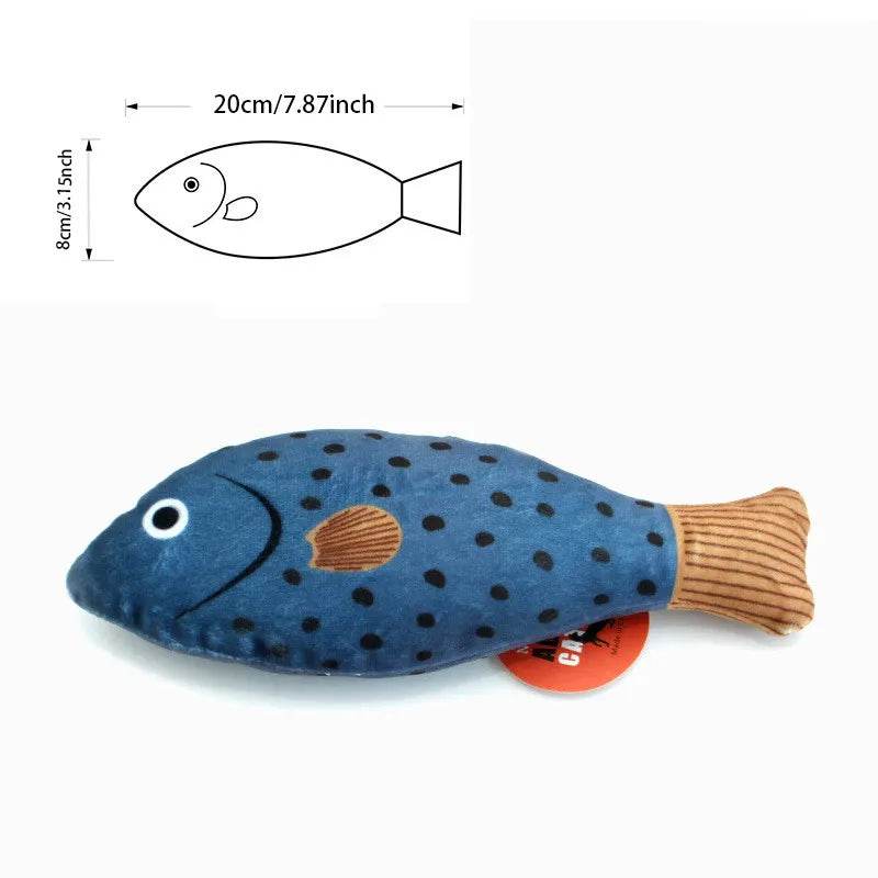Jouet de Simulation 3D poisson herbe-aux-chats, jouet interactif en peluche pour chaton, morsure à mâcher, oreiller, fournitures pour animaux de compagnie - Animaleriex