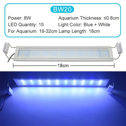 Lumière LED pour Aquarium Super mince Aquarium plante aquatique grandir éclairage étanche lumineux pince lampe bleu LED 18-72 cm pour plantes 220 v - Animaleriex