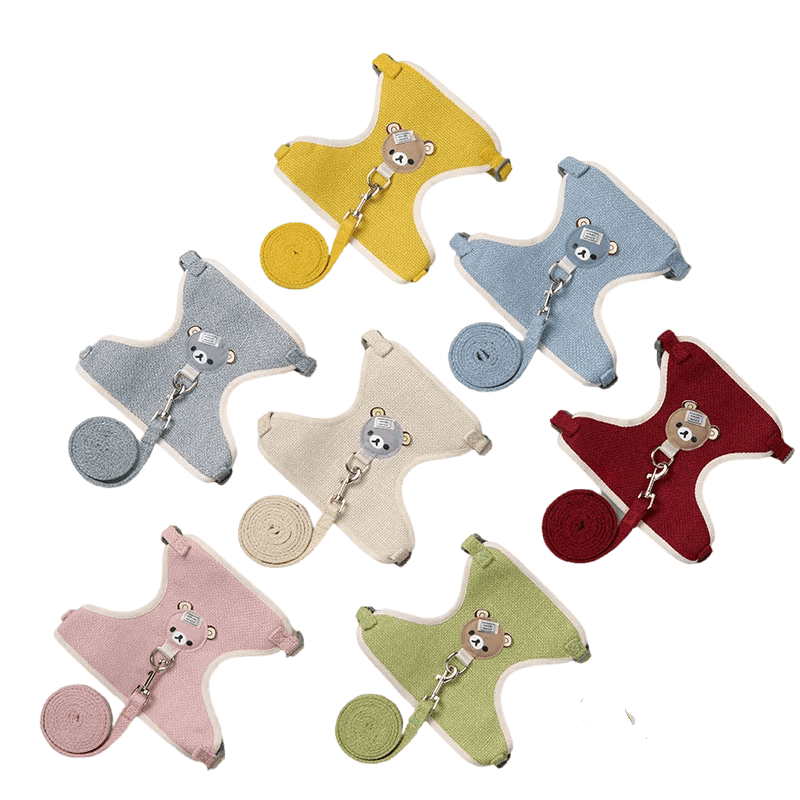 Ensemble de laisse de harnais pour animaux de compagnie, mignon, pour petits chiens de taille moyenne, chat, laisse de marche, Chihuahua, lapin, gilet, harnais, collier de caniche, accessoires pour chiens - Animaleriex