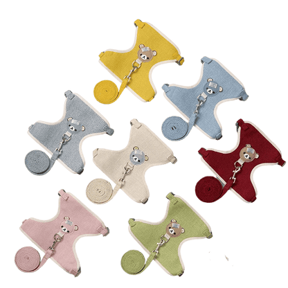 Ensemble de laisse de harnais pour animaux de compagnie, mignon, pour petits chiens de taille moyenne, chat, laisse de marche, Chihuahua, lapin, gilet, harnais, collier de caniche, accessoires pour chiens - Animaleriex