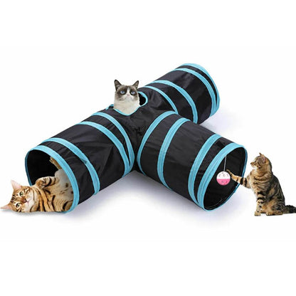 Tunnel pour chat, fournitures pour animaux de compagnie, Tunnel de jeu S T Pass pliable, jouet pour chat, baril de forage respirant pour papier fort d'intérieur - Animaleriex