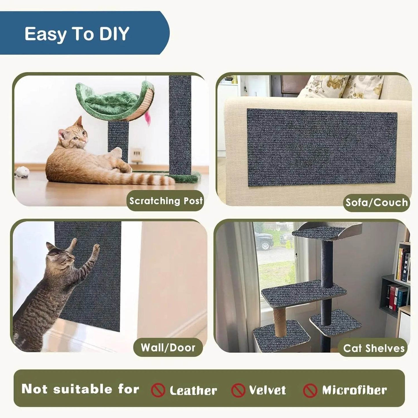 Mur autocollant anti-rayures pour chats, canapé, bricolage, Protection contre les rayures, pattes aiguisées, tapis à découper, planche à gratter pour chats - Animaleriex