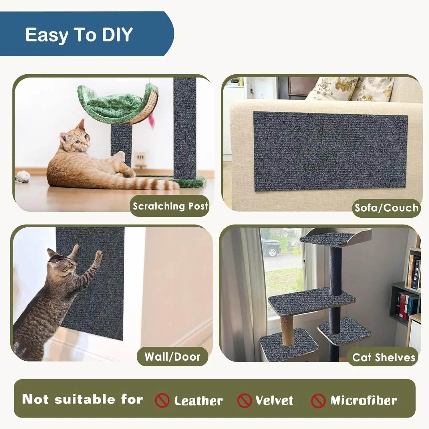 Mur autocollant anti-rayures pour chats, canapé, bricolage, Protection contre les rayures, pattes aiguisées, tapis à découper, planche à gratter pour chats - Animaleriex