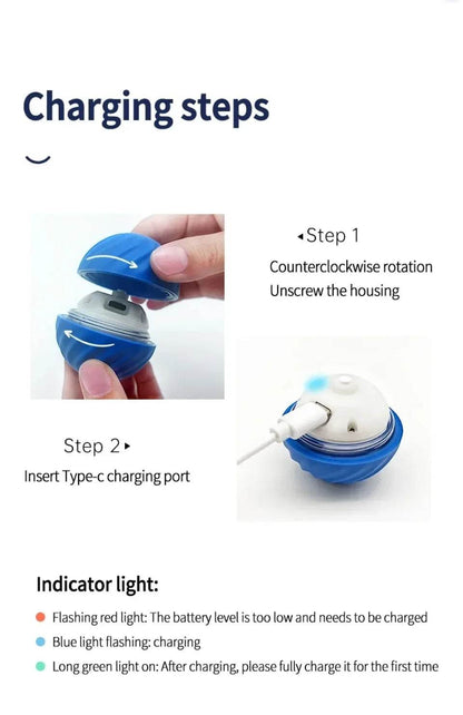 Balle électronique Interactive pour animaux de compagnie, jouet interactif pour chien, intelligent, mobile, saut par gravité, produits pour animaux de compagnie, Rechargeable - Animaleriex
