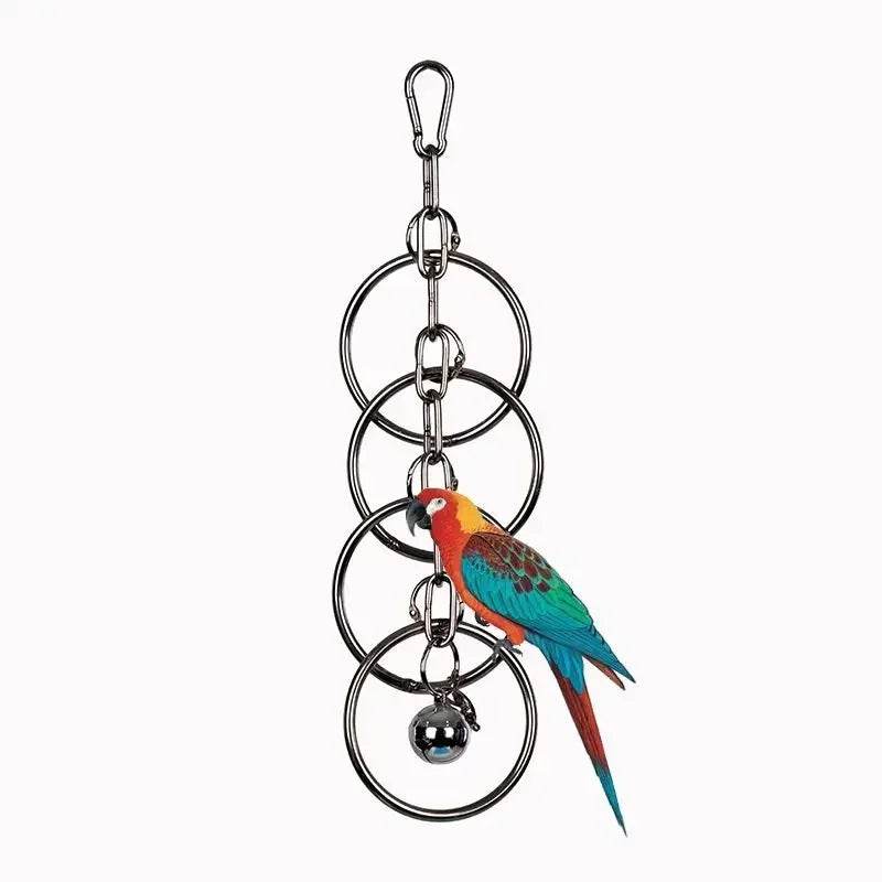 Jouet perroquet en acier inoxydable 304, escalade, grand diamant de taille moyenne, Machine grise, Puzzle, Cage à oiseaux, présentoir suspendu - Animaleriex