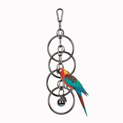 Jouet perroquet en acier inoxydable 304, escalade, grand diamant de taille moyenne, Machine grise, Puzzle, Cage à oiseaux, présentoir suspendu - Animaleriex