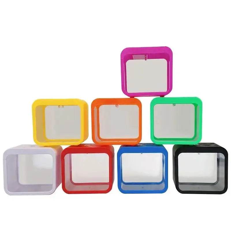 Transparent petit Aquarium créatif lumière LED Aquarium poissons blocs de construction isolé boîte réservoir pour reproduire l'alimentation Betta poisson rouge - Animaleriex