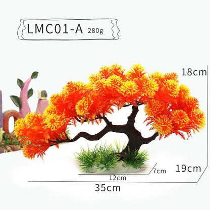 Ornements d'aquarium, plantes de Simulation, décorations d'aménagement paysager d'aquarium, plantes d'eau en plastique, fleurs, arbres, roches, accessoires - Animaleriex